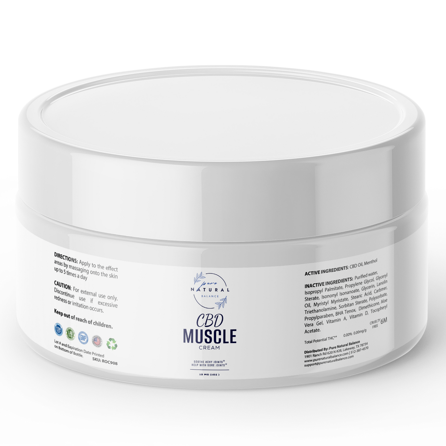 CBD Muscle Cream - Broad Spectrum 10mg (1oz)-Pure Natural Balance