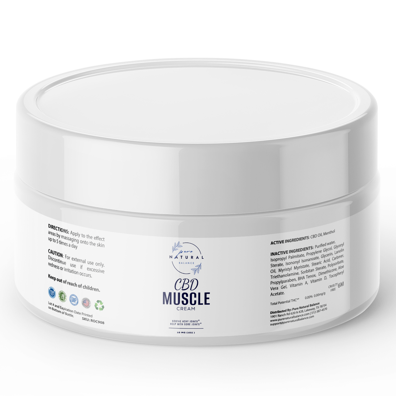 CBD Muscle Cream - Broad Spectrum 10mg (1oz)-Pure Natural Balance