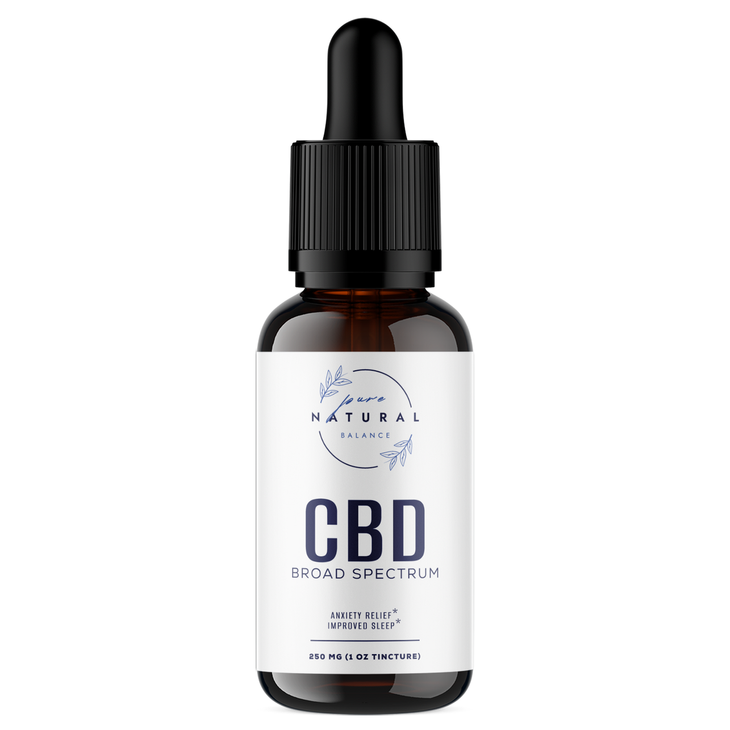 CBD Broad Spectrum (in Hemp Oil) - 250mg (1oz Tincture)-Pure Natural Balance