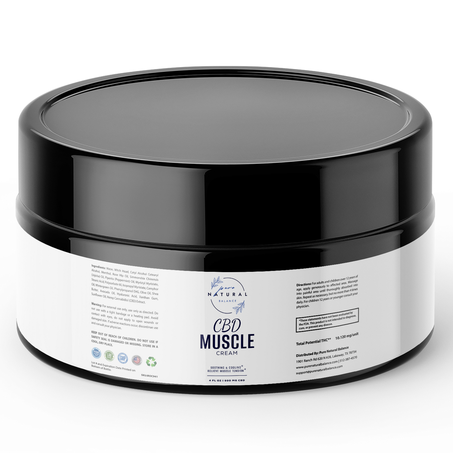 CBD Muscle Cream (4oz) 500mg-Pure Natural Balance