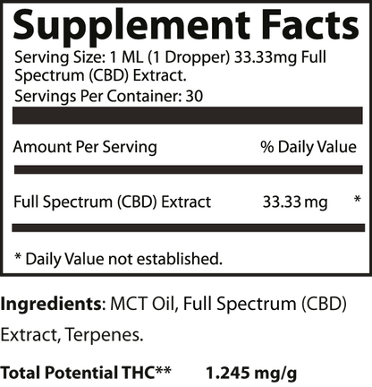 CBD Full Spectrum – 1000mg (1 oz Tincture)-Pure Natural Balance